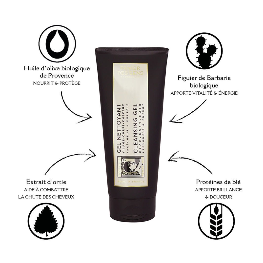 Gel detergente per corpo, viso e capelli - Idratazione ed energia - Panier des Sens