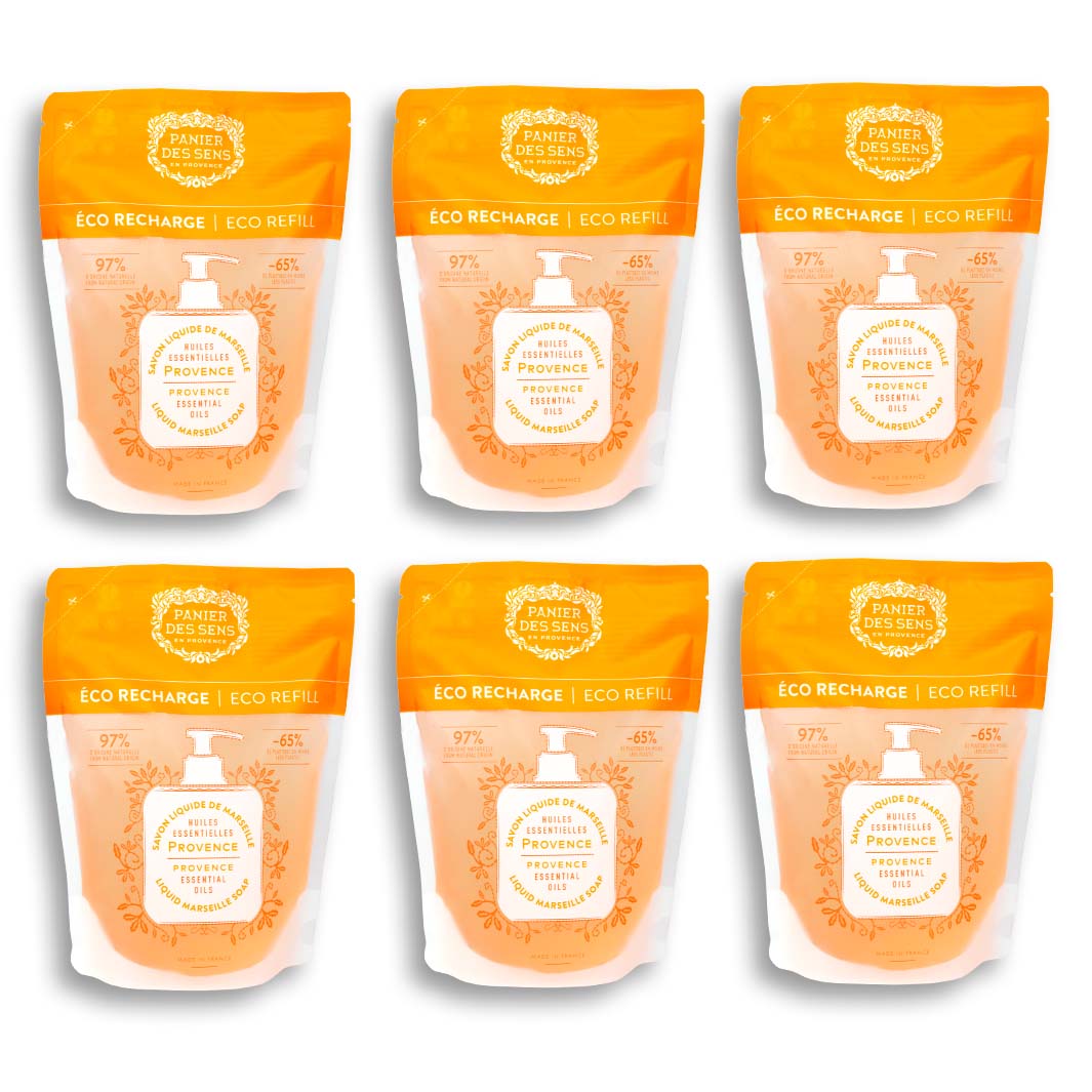 Confezione da 6 ricariche Sapone di Marsiglia liquido - Provenza energizzante 6x500ml - Panier des Sens