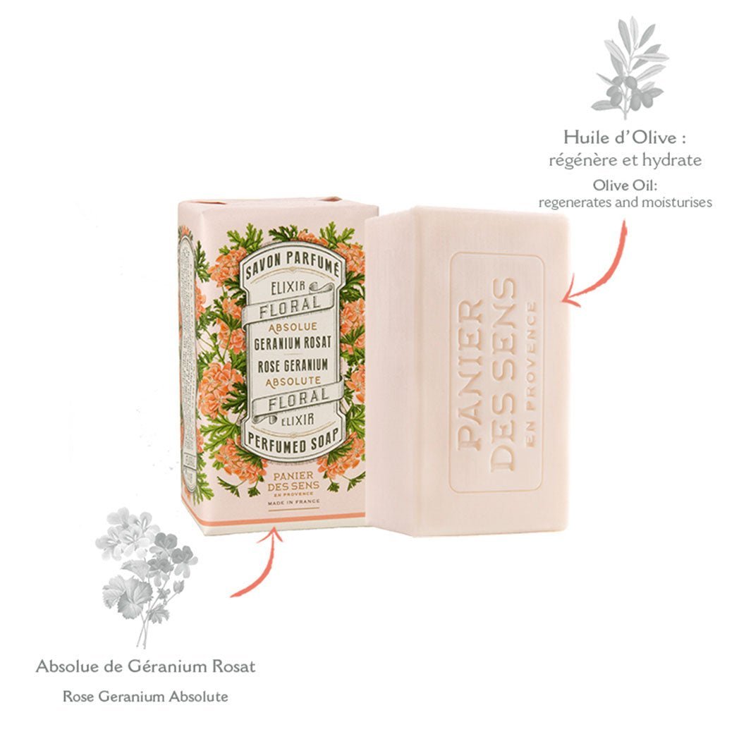Sapone solido profumato - Geranium Rosat 150g - Panier des Sens