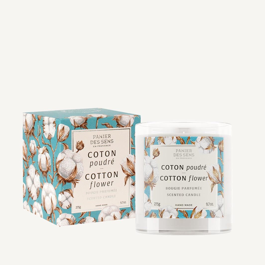 Bougie parfumée cire végétale 275G - Parfum Coton Poudré - Panier des Sens