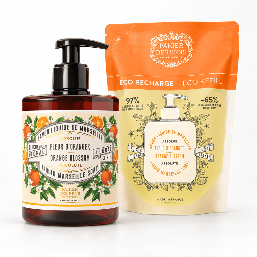 Dúo de jabón líquido y recambio de 500 ml – Flor de azahar