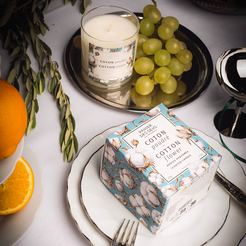 Candela profumata in cera vegetale - Parfum Coton Poudré 275g - Panier des Sens