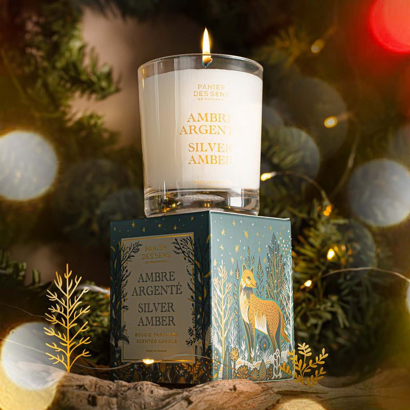 Bougie parfumée de Noël - Ambre Argenté 180g - Panier des Sens