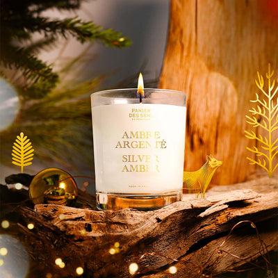 Bougie parfumée de Noël - Ambre Argenté 180g - Panier des Sens