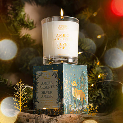 Bougie parfumée de Noël - Ambre Argenté 180g (VP) - Panier des Sens