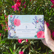 Set de regalo de 3 jabones sólidos perfumados - Algodón, Lavanda, Néctar de Rosas 3x100g - Panier des Sens