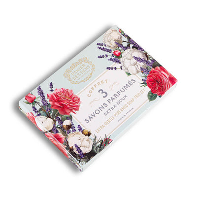 Coffret cadeau 3 savons solides parfumés - Coton, Lavande, Nectar de Rose 3x100g - Panier des Sens