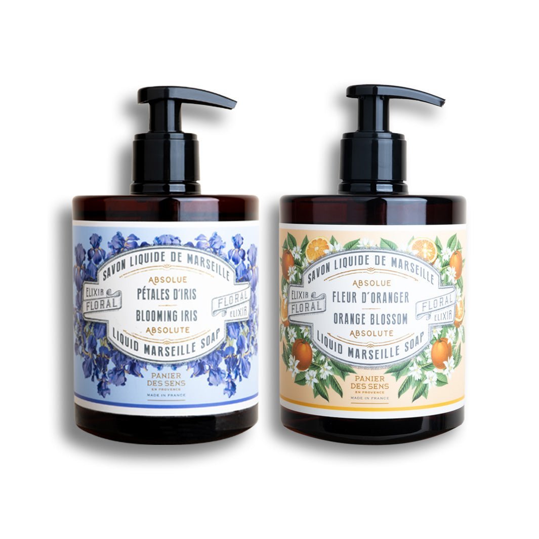 Duo di saponi liquidi di Marsiglia Petali di Iris e Fiori d'arancio - 2 x 500ml - Panier des Sens