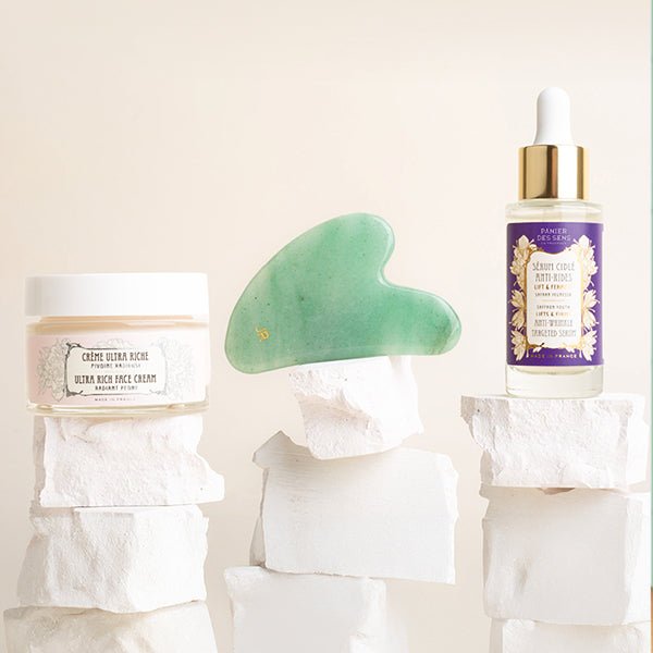 Gua Sha de Jade pierre semi - précieuse verte 100% naturelle Jade Roller - Panier des Sens