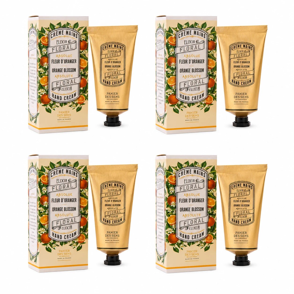 Lote de 4 cremas de manos de 75 ml - Flor de azahar - Panier des Sens