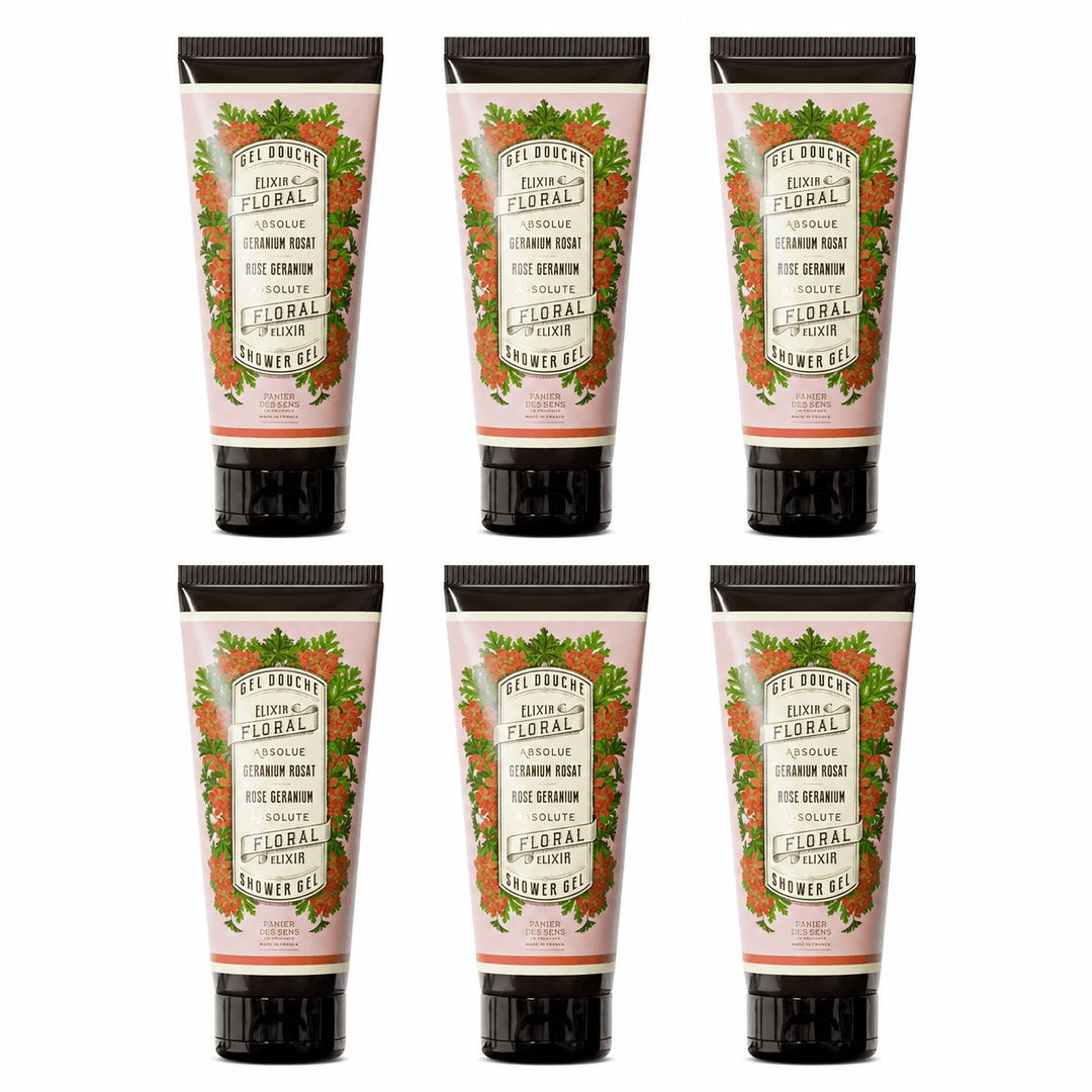 Set of 6 Geranium Shower Gels (200 ml) - Panier des Sens