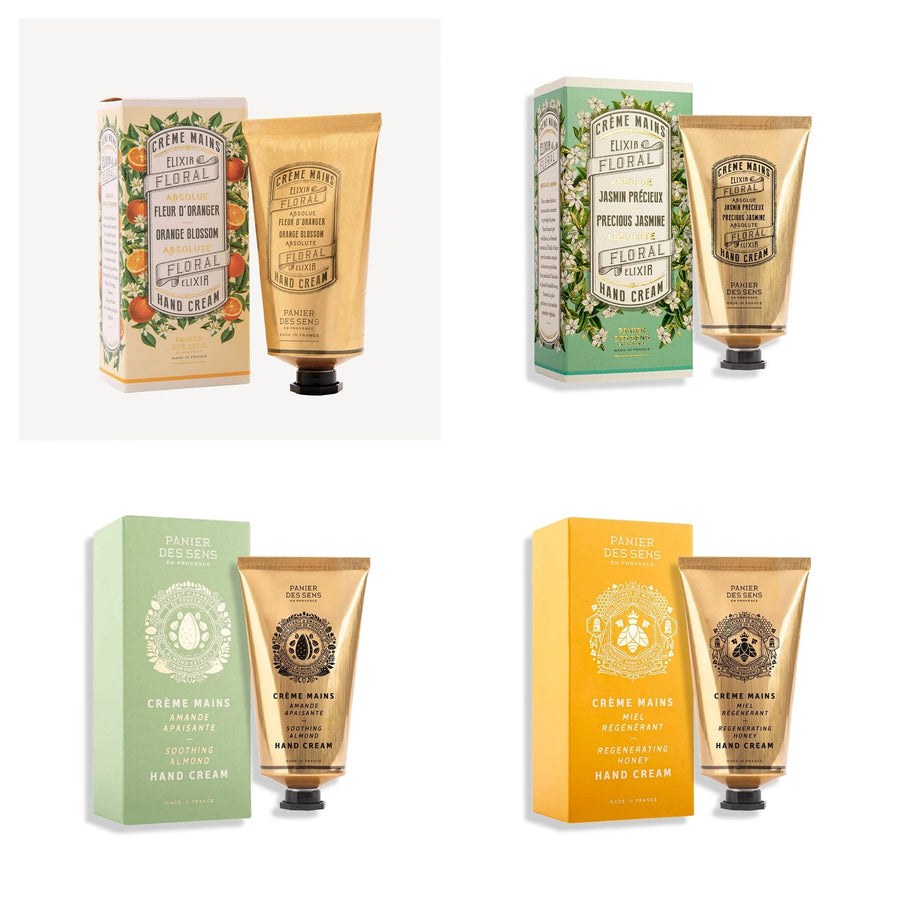 Confezione da 4 Creme mani in diverse fragranze - Gelsomino, Fiori d'arancio, Miele, Mandorla - Panier des Sens