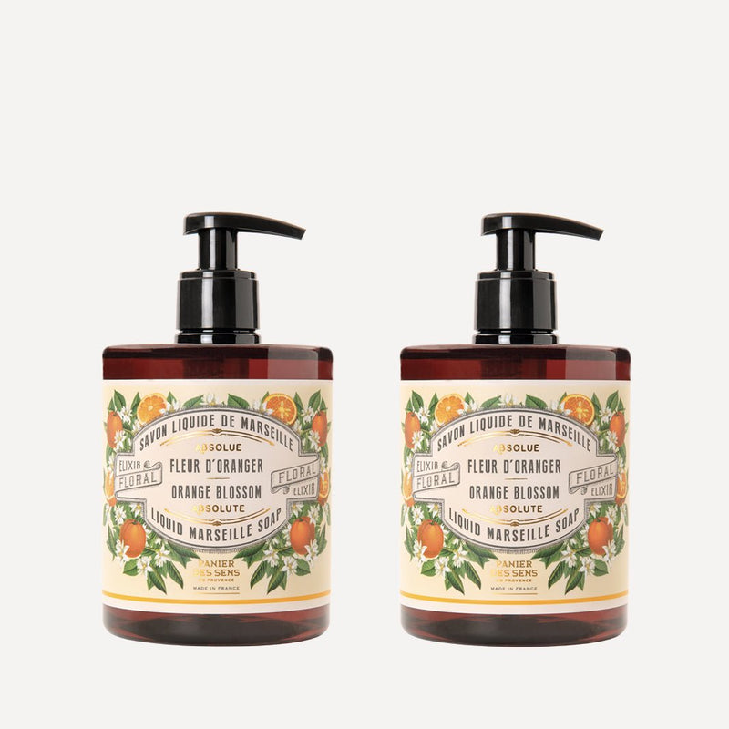 Pack of 2 liquid Marseille soaps | Fleur d'Oranger 2 x 500ml - France Panier des Sens