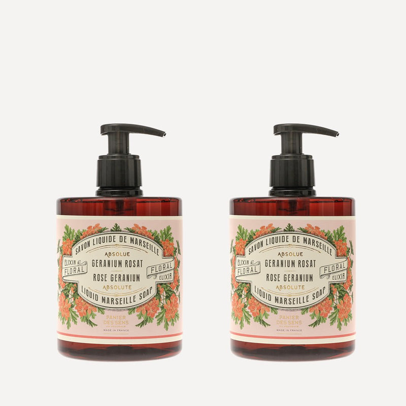 Pack of 2 liquid Marseille soaps | Geranium Rosat 2 x 500ml - France Panier des Sens