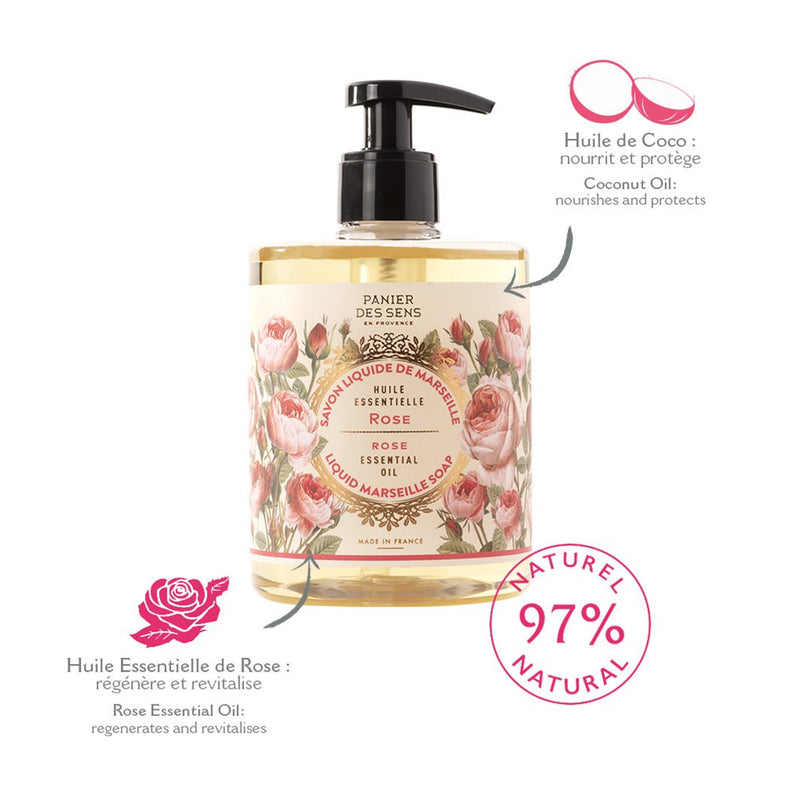 Confezione da 2 saponi liquidi Marsiglia | Rose Envoûtante 2 x 500ml - Francia Panier des Sens