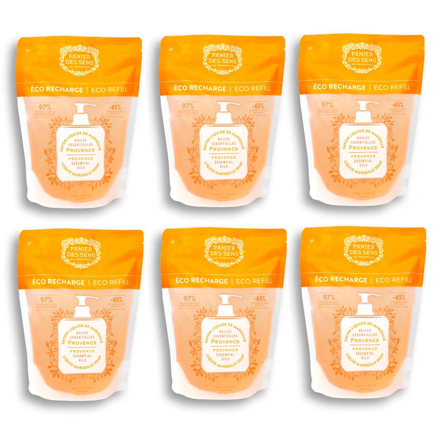 Confezione da 6 ricariche Sapone di Marsiglia liquido - Provenza energizzante 6x500ml - Panier des Sens