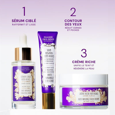 Routine giornaliera anti-età - Siero + Trattamento del contorno occhi + Crema da giorno Panier des Sens