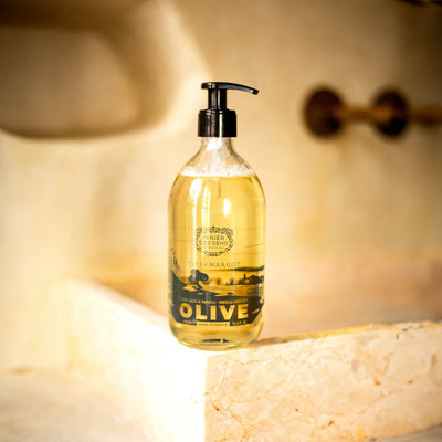 Liquid Marseille Soap in Olive Glass - Limited Edition 2024 490ml - Savon de Marseille Panier des Sens