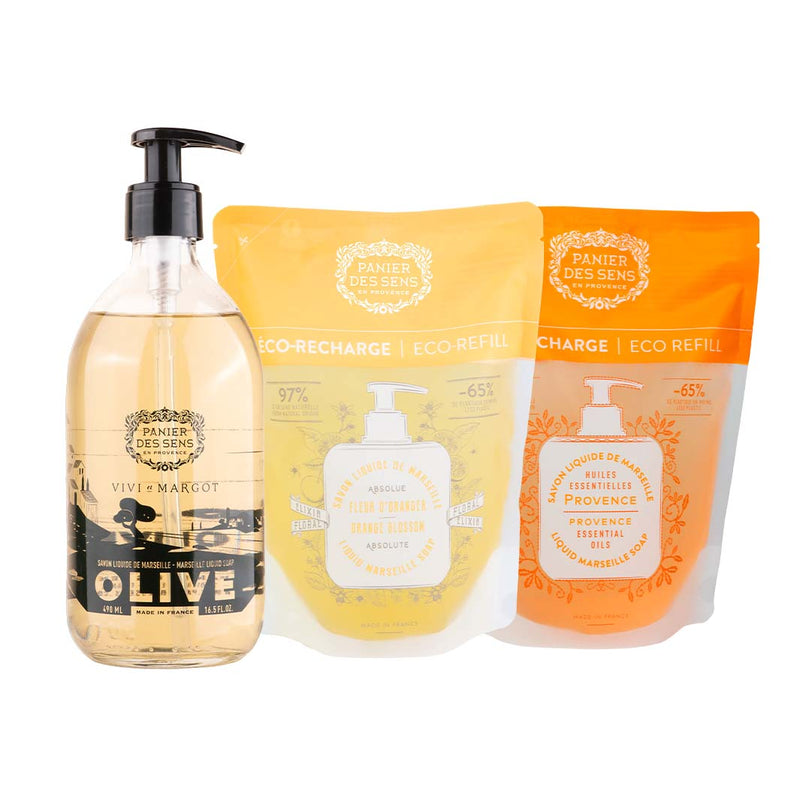 Savon liquide de Marseille Olive édition limitée + 2 recharges - Fleur d&