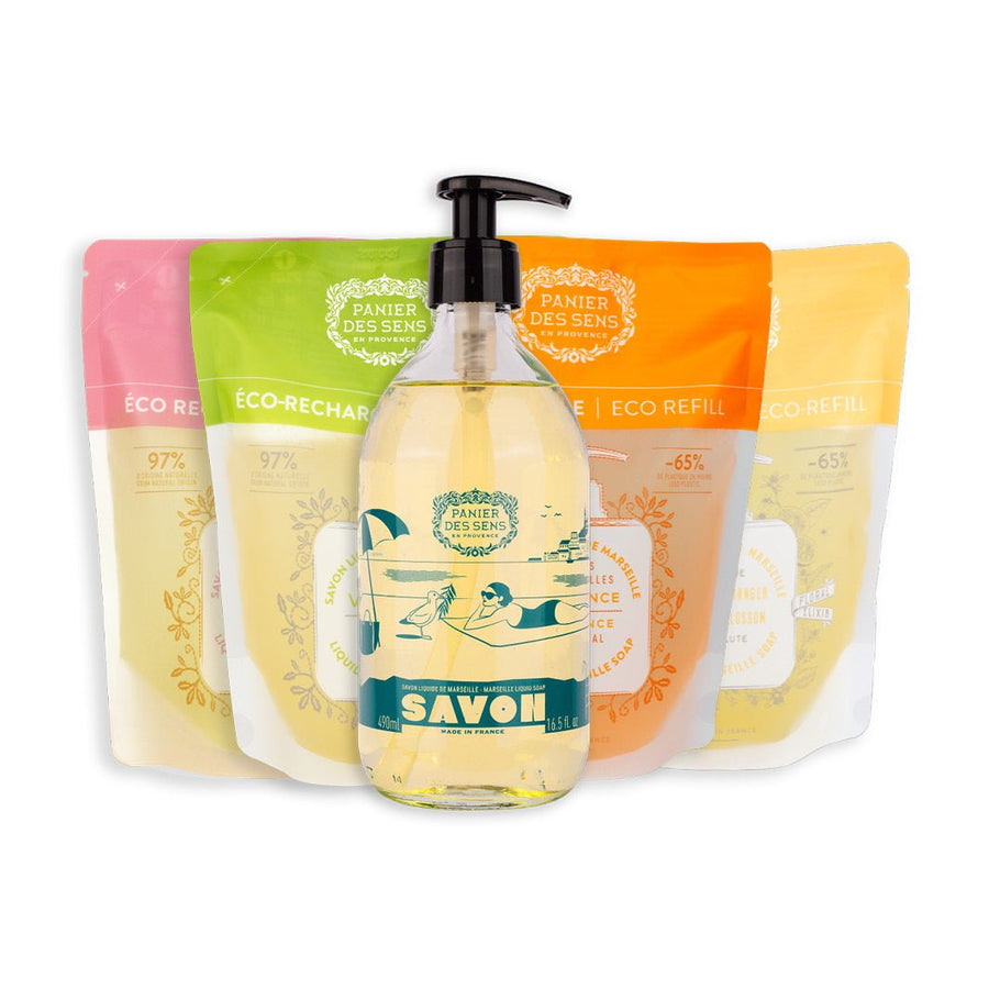 Liquid Marseille Soap Limited Edition 25 Years + 4 Refills - Orange Blossom, Verbena, Rose, and Provence - Panier des Sens