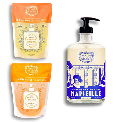Olive liquid soap + 2 refills - Orange Blossom et Provence - Panier des Sens