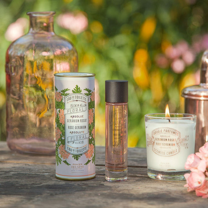 Bougie Parfumée En Pot Verre Basilic Patchouli Géranium - 30 Heures, Parfum Floral, Décoration Intérieure
