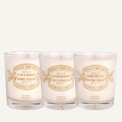 Trio of scented candles - Orange Blossom, Jasmine, Geranium - Panier des Sens